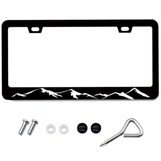 Suitable for Subaru Outback Mountains Raised Black Metal Car License Plate Frame Cover - n