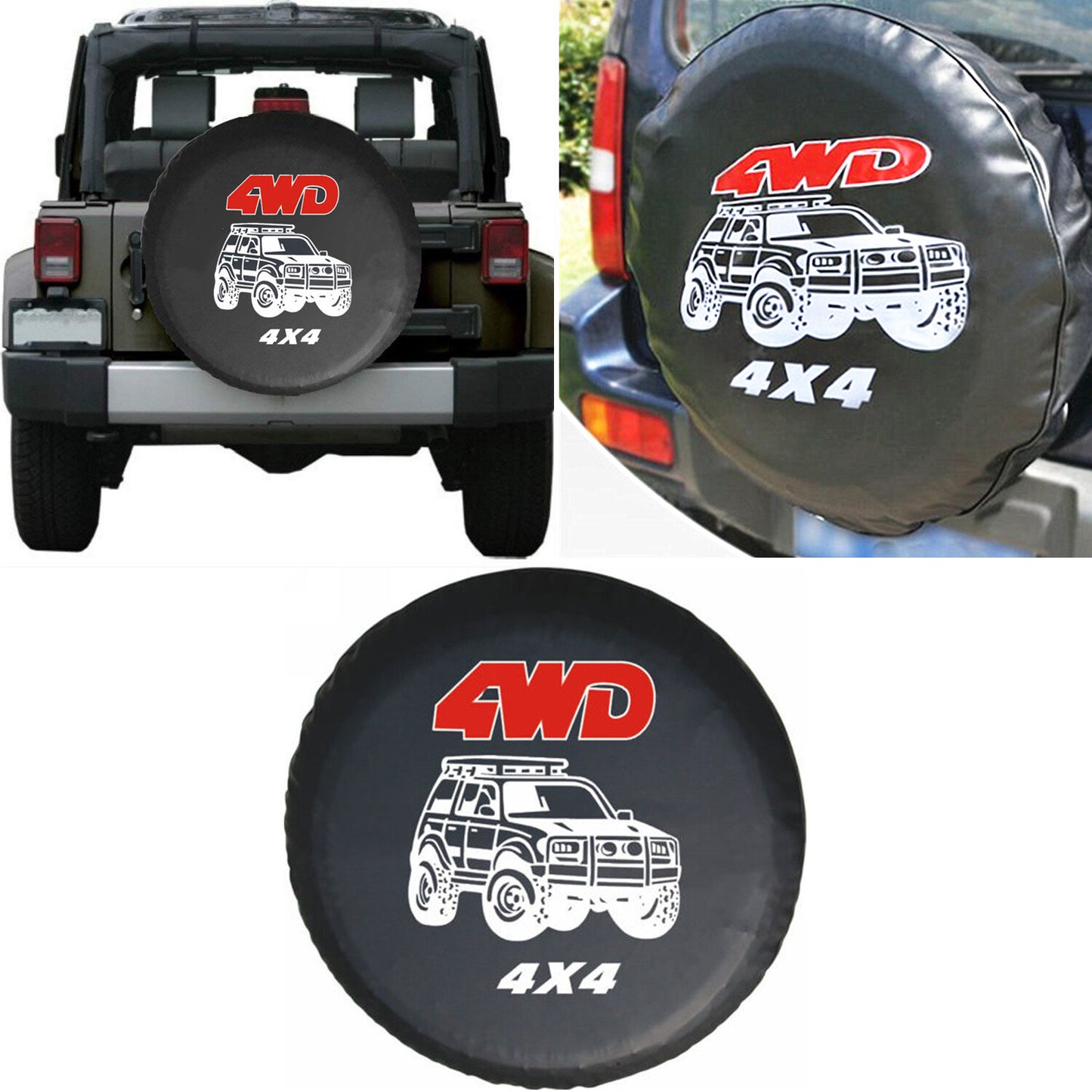 Thicken Leather Spare Tire Cover Waterproof 4WD 4X4 RV Wheel Covers for Jeep SUV Q