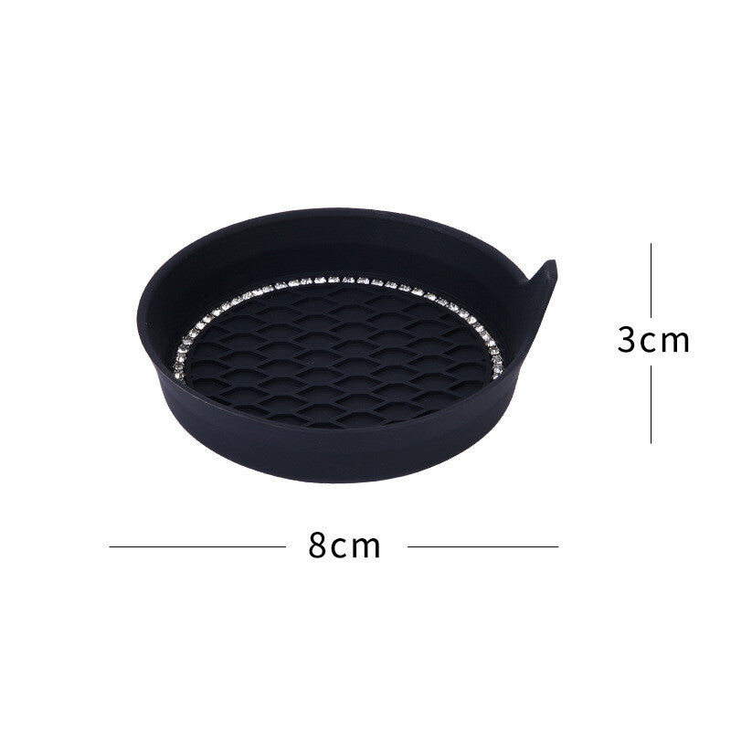 2x Bling Rhinestone Car Interior Cup Holder Insert Coaster Anti Slip Black