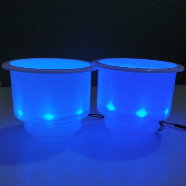 4-piece plastic cup holder for motorhomes, RVs, campervans, and campervans - 8 LED blue light n