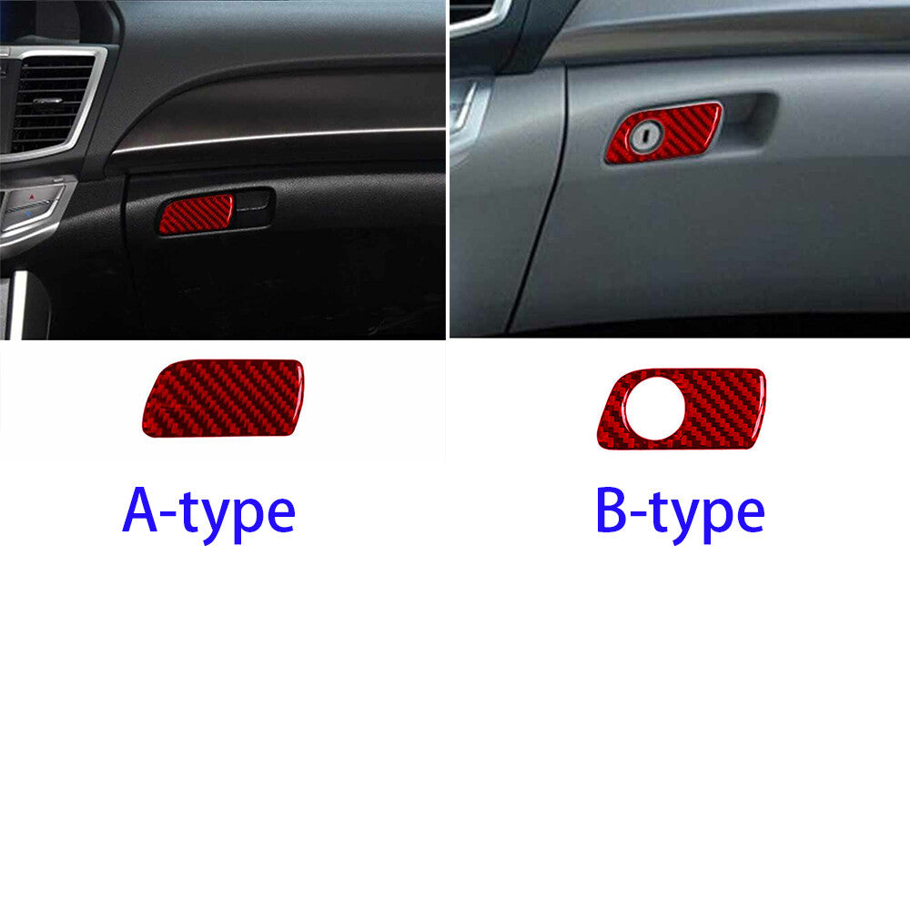 Red Carbon Fiber Copilot Glove Box Handle Switch Trim for Honda Accord 2013-17 A