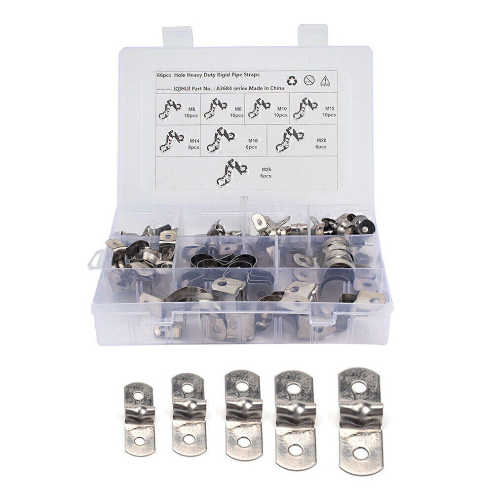 For Pipes 66x U Bracket Tube Strap Tension Clips Heavy Duty Rigid Strap Clamp