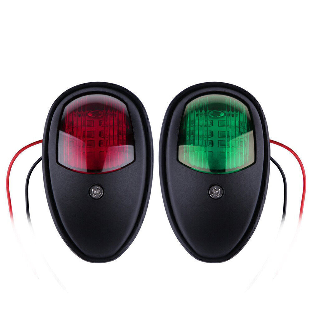 Waterproof 12V LED navigation light, red/green, suitable for ocean boats and yachts, black. n