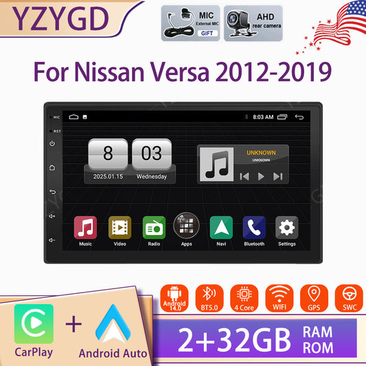 for Nissan Versa 2012-2019 7 Android Carplay Car Stereo Radio WIFI GPS Screen