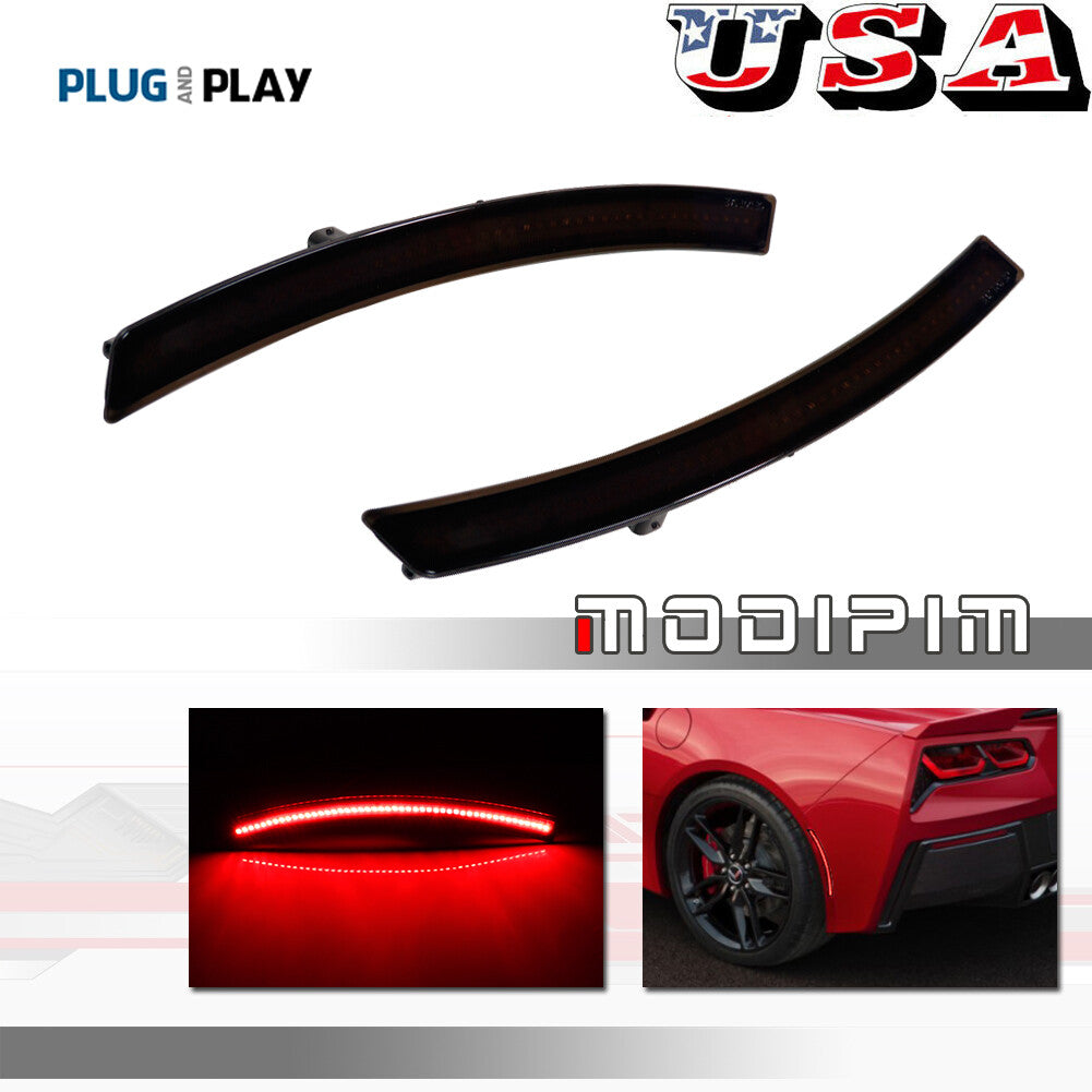 Suitable for 2014-19 for Corvette C7 smoked lens rear bumper red LED side marker light- v