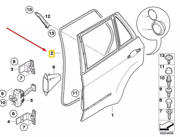 Front left door surround wind vane seal suitable for BMW E71 E70 X6 2008 - 2014