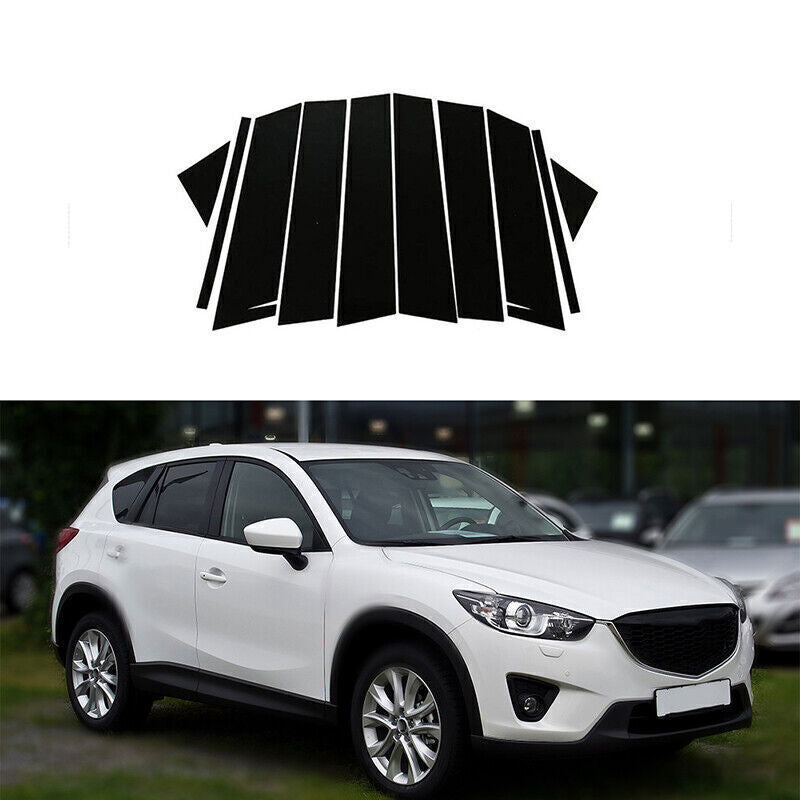 10P Piano Black Pillar Posts Door Window Molding Strip Trim for Mazda CX-5 13-16
