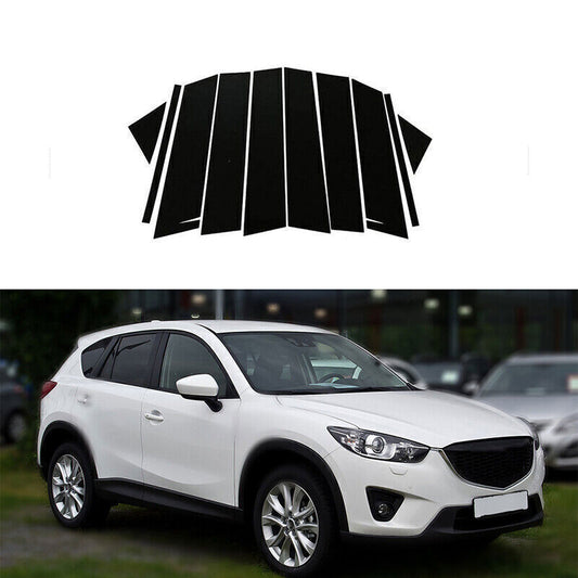 10P Piano Black Pillar Posts Door Window Molding Strip Trim for Mazda CX-5 13-16