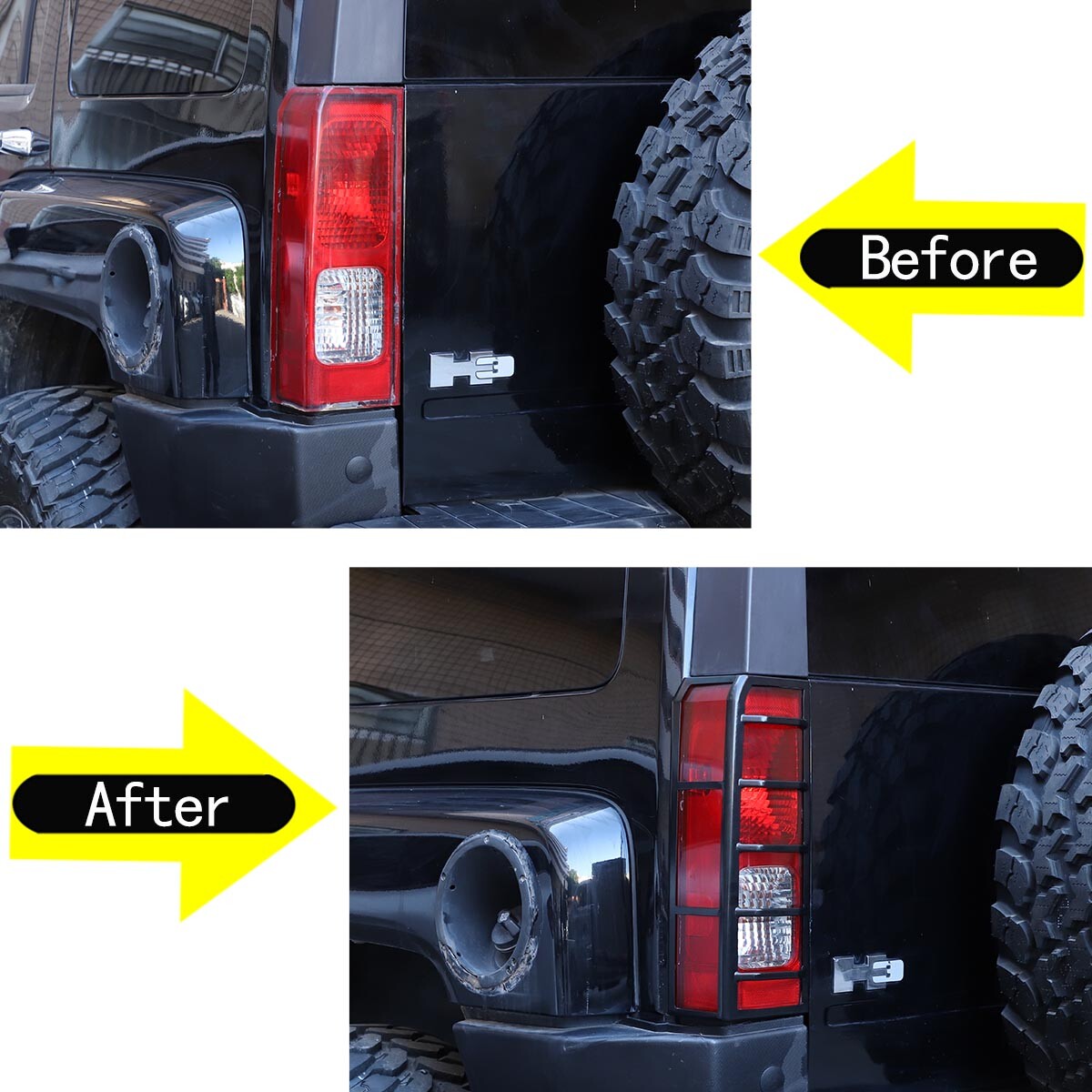 A pair of steel taillight cover trim accessories for Hummer H3 2006 - 10 - n