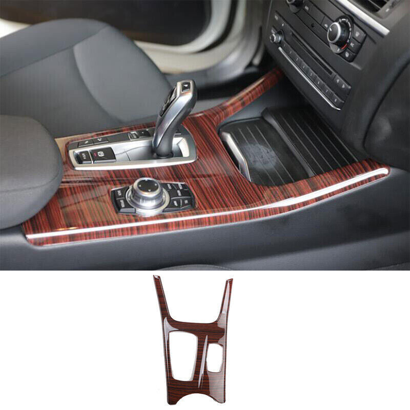 for BMW X3 F25 2014-2017 Red Wood Grain Central Console Gear Shift Cover Trim 1P