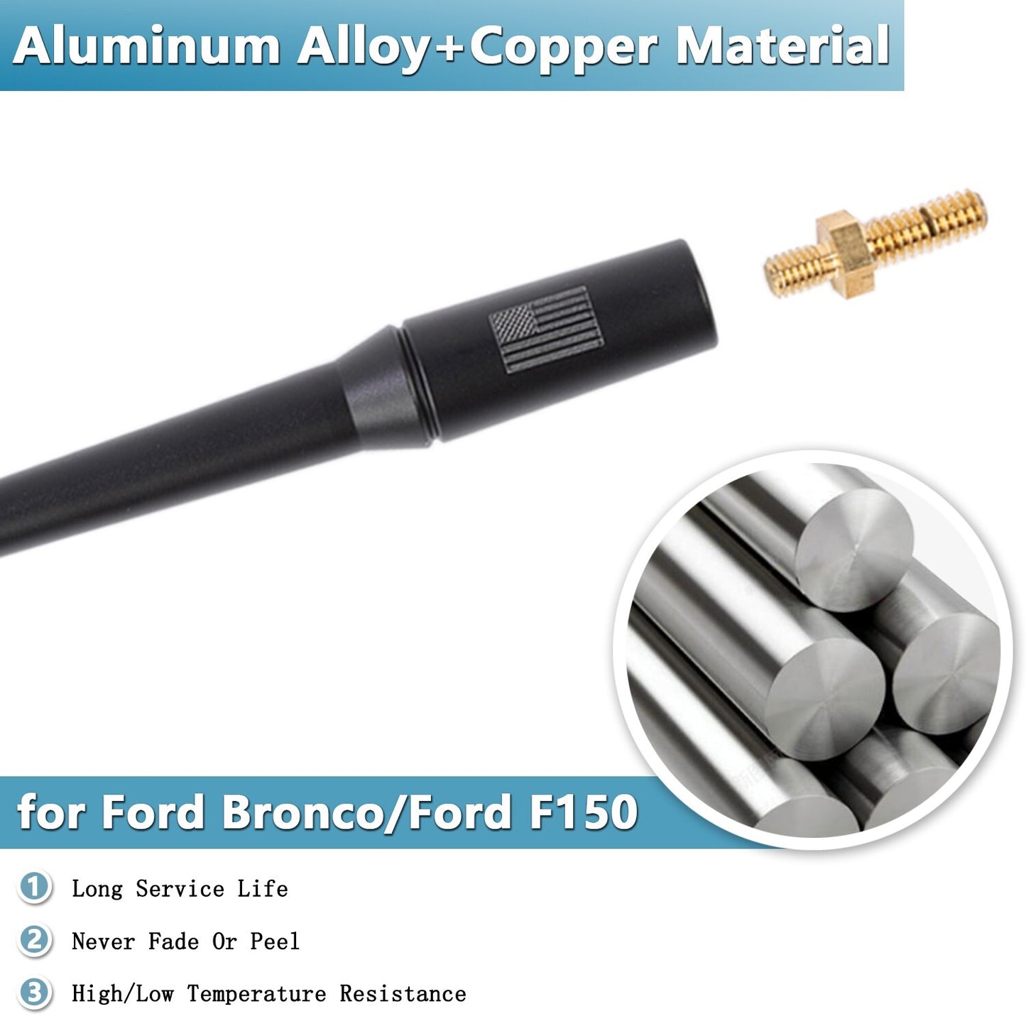 Modified Antenna Mast Radio Signal for Ford Bronco 2021-2023 for Ford F150 2009-2023