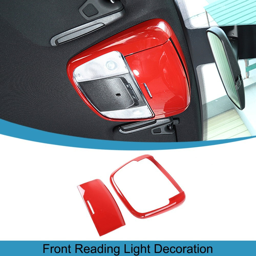 2x Red Front Reading Light Cover Trim Decor for Dodge Charger/Durango/300C 2011+