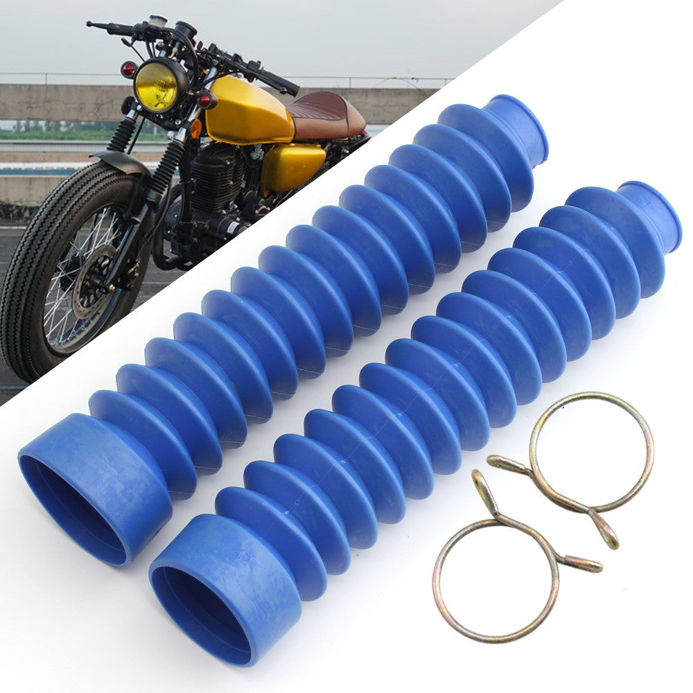 1 Pair Blue Rubber Front Fork Dust Cover Boots Shock Absorber Gaiters Universal Q