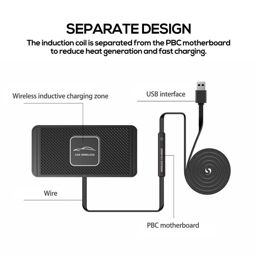 Wireless Car Phone for Charger Pad Fast Charging Dock Non-slip Base For 5.5in Phones