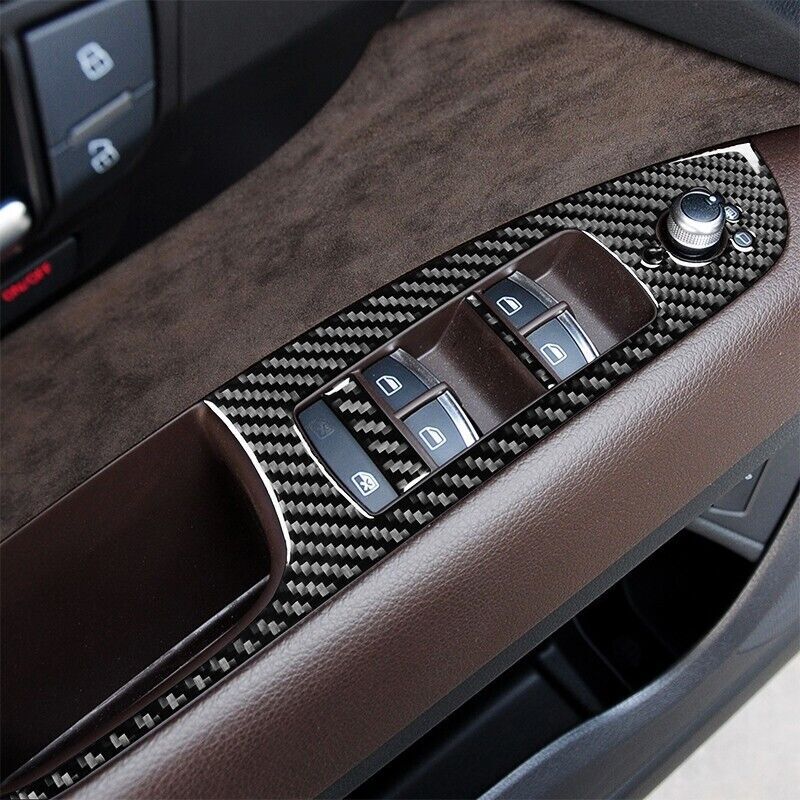 Real Carbon Fiber Car Window Switch Panel Cover Trim for Audi Q7 2005-2015 10PCS