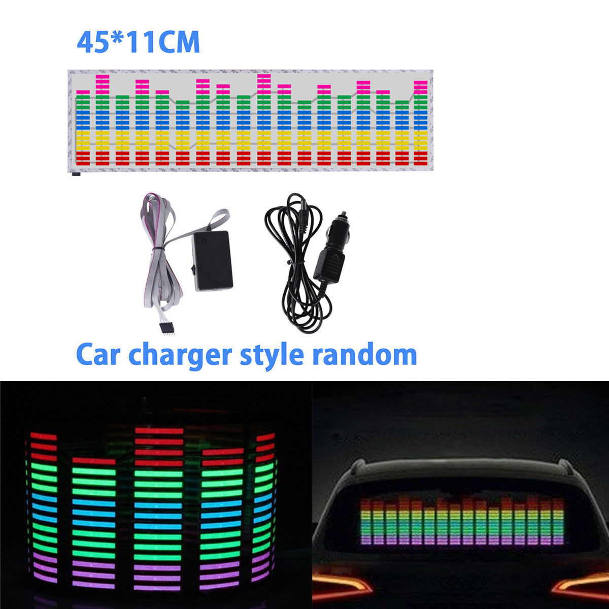 Car Rear Windshield Decor LED Light Sound Activated Music Rhythm Atmosphere Lamp Q