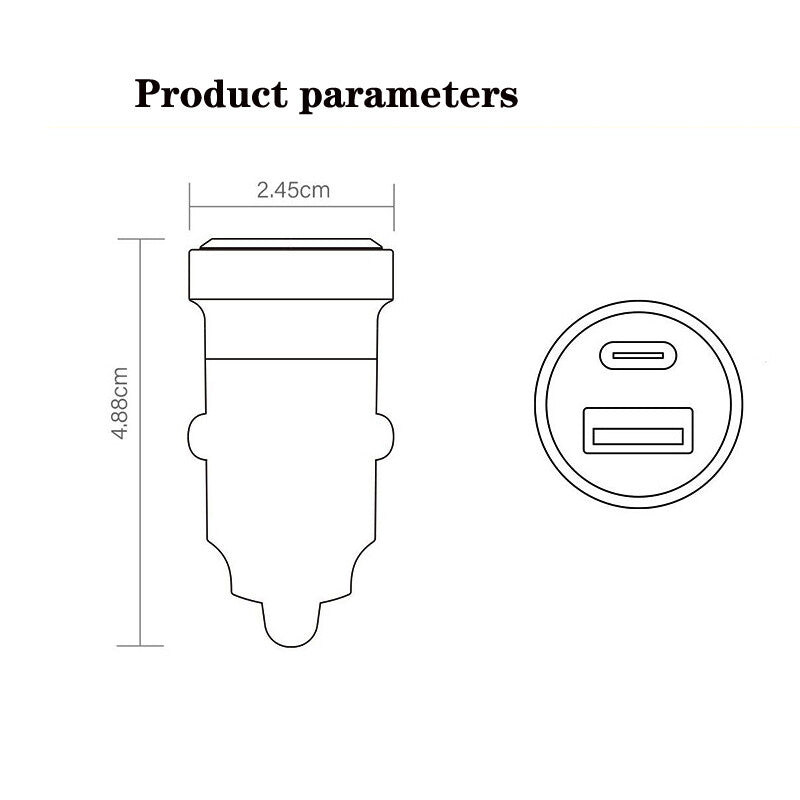 for Mini Dual USB PD Type-C Car Charger 30W Fast Charging Adapter for Cigarette Lighter - n