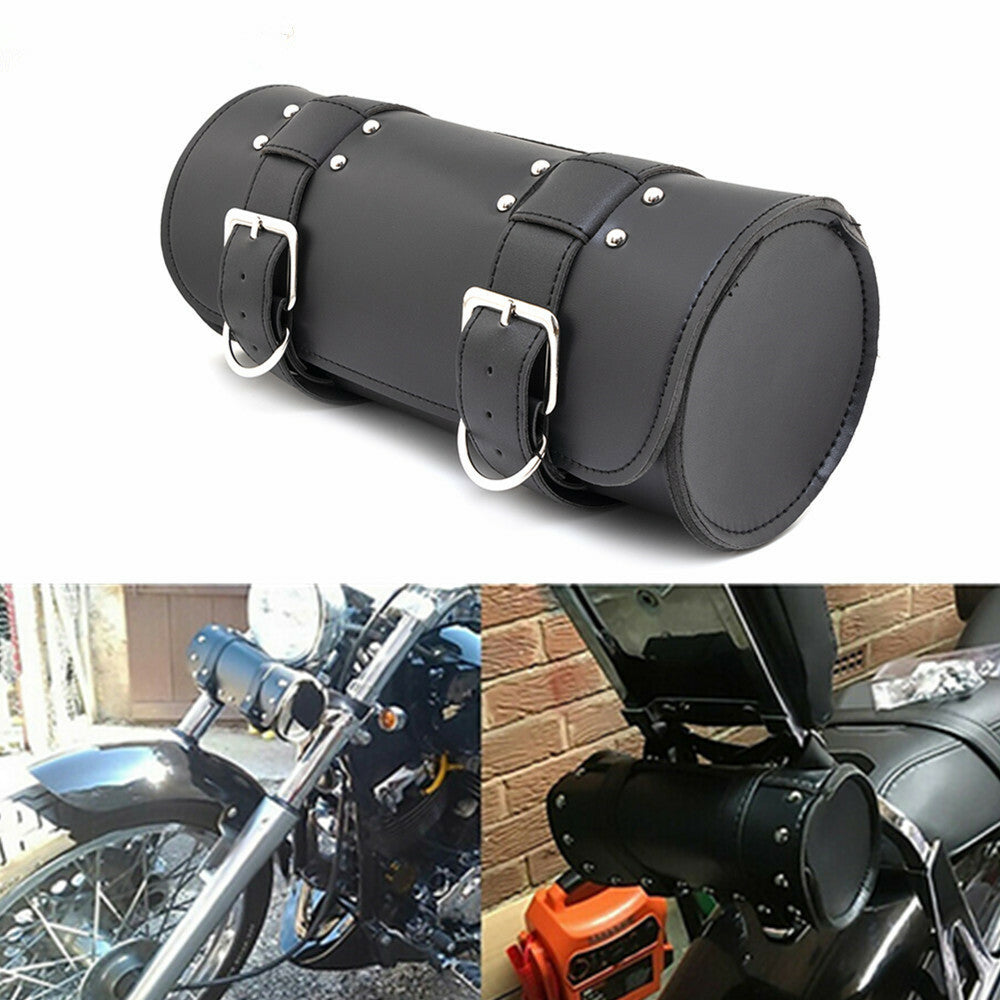 Black Round Front Fork Tool Bag SaddleBag Storage Pouch Luggage Handlebar Bag Q