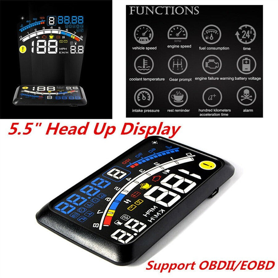 F4 Car HUD Head-Up Display OBD II (5.5-inch Instrument Panel Projector) n