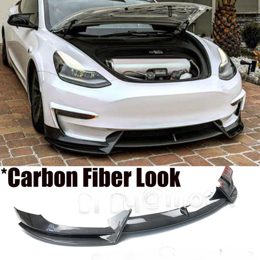 V Style Carbon Fiber Front Bumper Lip Splitter Spoiler For Model 3 17-2023 n