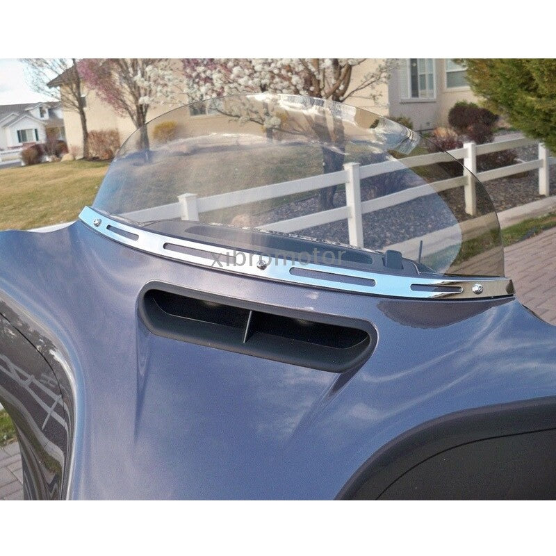 Chrome Slotted Batwing Fairing Windshield Trim for Harley Touring Glide 96-13