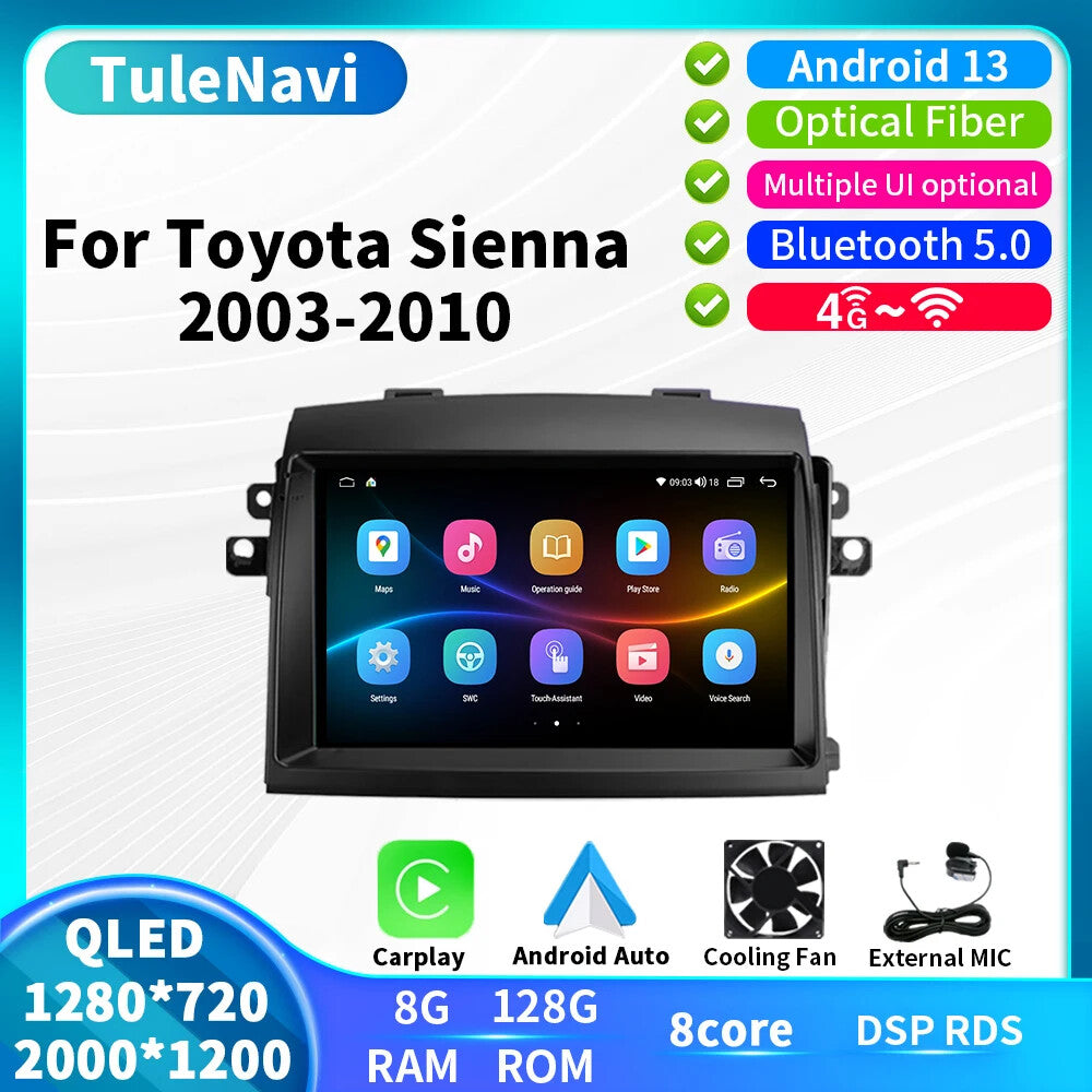for Toyota Sienna2 XL20 2003-2010 Android Car Radio CarPlay GPS Player Screen