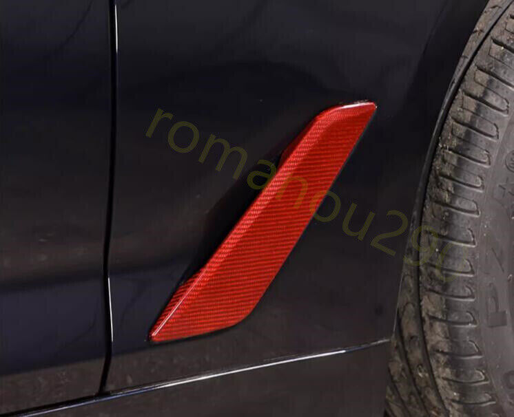 For 5 2017-2023 Red Carbon Fiber Front Bumper Spoiler Air Vent Trim n