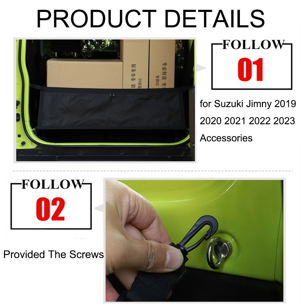 Rear Trunk Cargo Net Luggage Storage Bag Organizer for Suzuki for Jimny 2019-2023