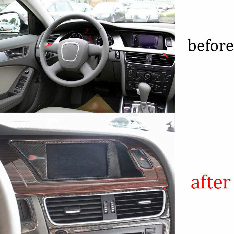 for Audi A4 A5 2009-12 Red Wood Grain Inner Center Console Dashboard Panel Trim