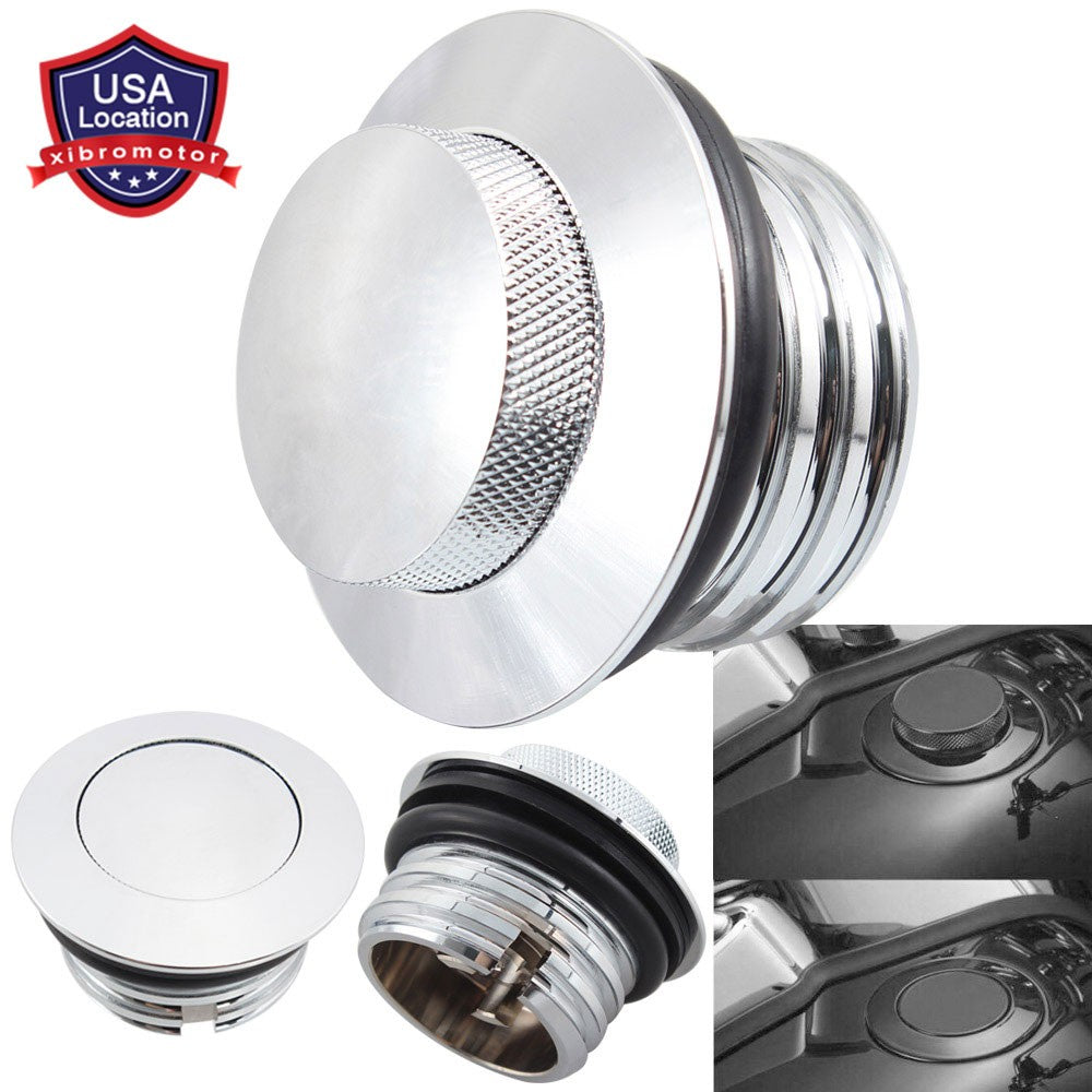 Chrome Flush Mount Pop Up Fuel Vented Tank Gas Cap for Harley Davidson 1988-2024 Q