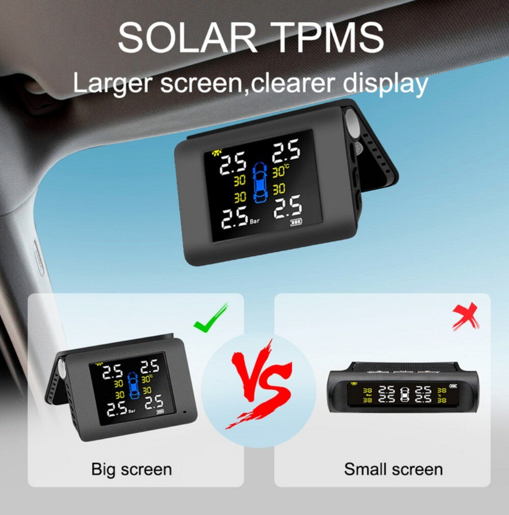 LCD-Display 4-Sensors TPMS Car Tire Pressure Monitoring System Wireless Solar. n