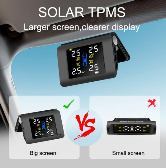 LCD-Display 4-Sensors TPMS Car Tire Pressure Monitoring System Wireless Solar. n