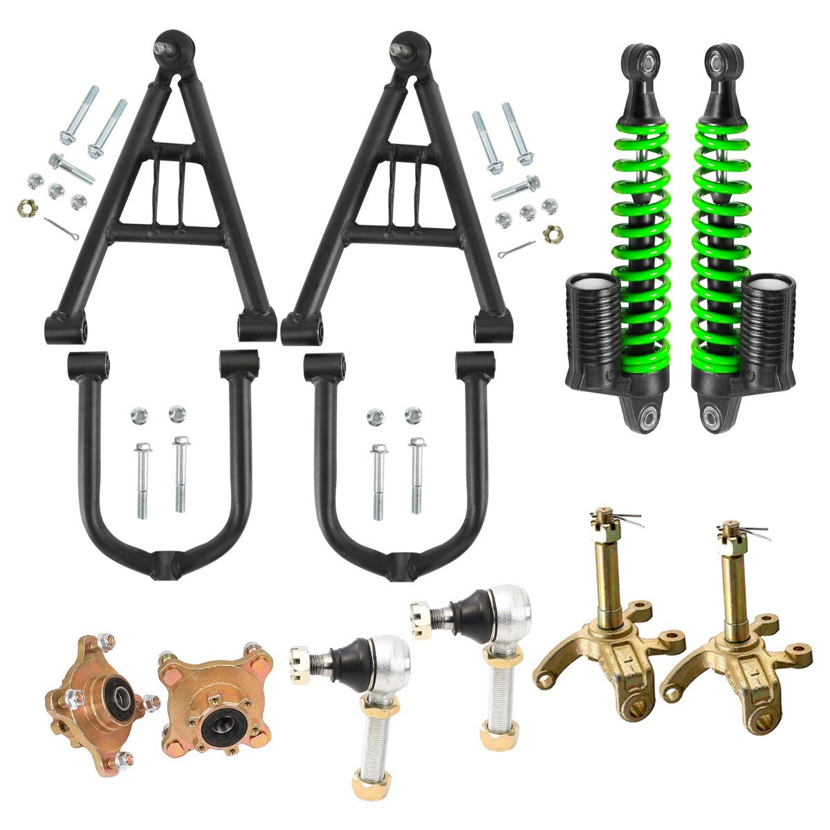 Suspension arm assembly kit for four-wheeled bicycles, all-terrain vehicles/go-karts - upper and lower control arms