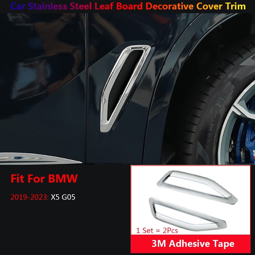Stainless Exterior Car Side Fender Air Vent Cover Trims for BMW X5 G05 2019-2022