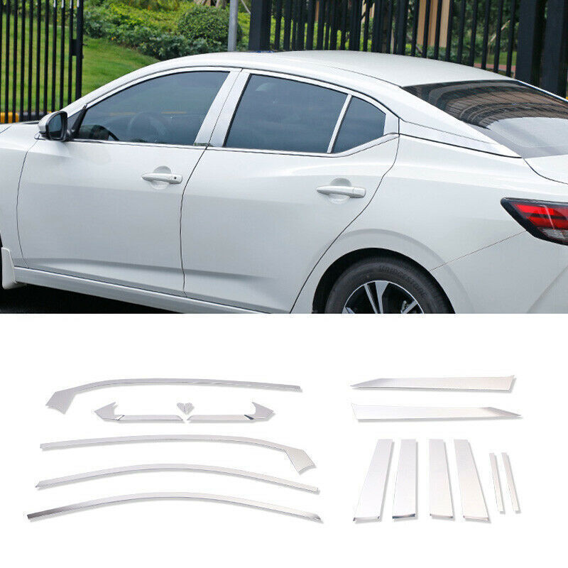 16Pcs for Nissan Sentra Sylphy 2020-2023 Chrome Steel Window Molding Trim Cover