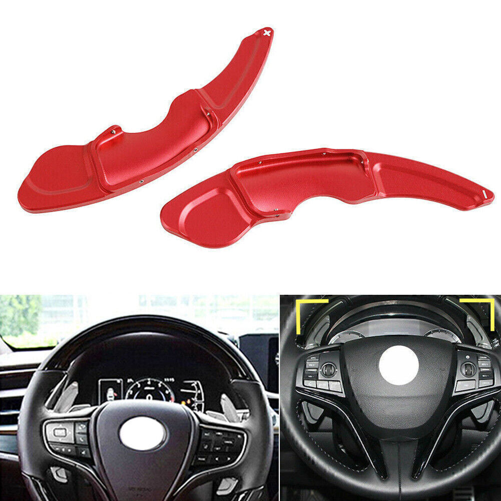 2X Car Steering Wheel Shift Paddle Shifter Extension Trim Fit for Lexus RC NX IS Red