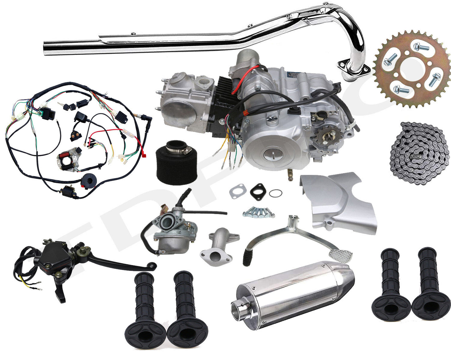 125cc Semi Auto Engine Motor Kit 3 Speed Reverse ATV Quad Bike Go Kart for Golf Cart