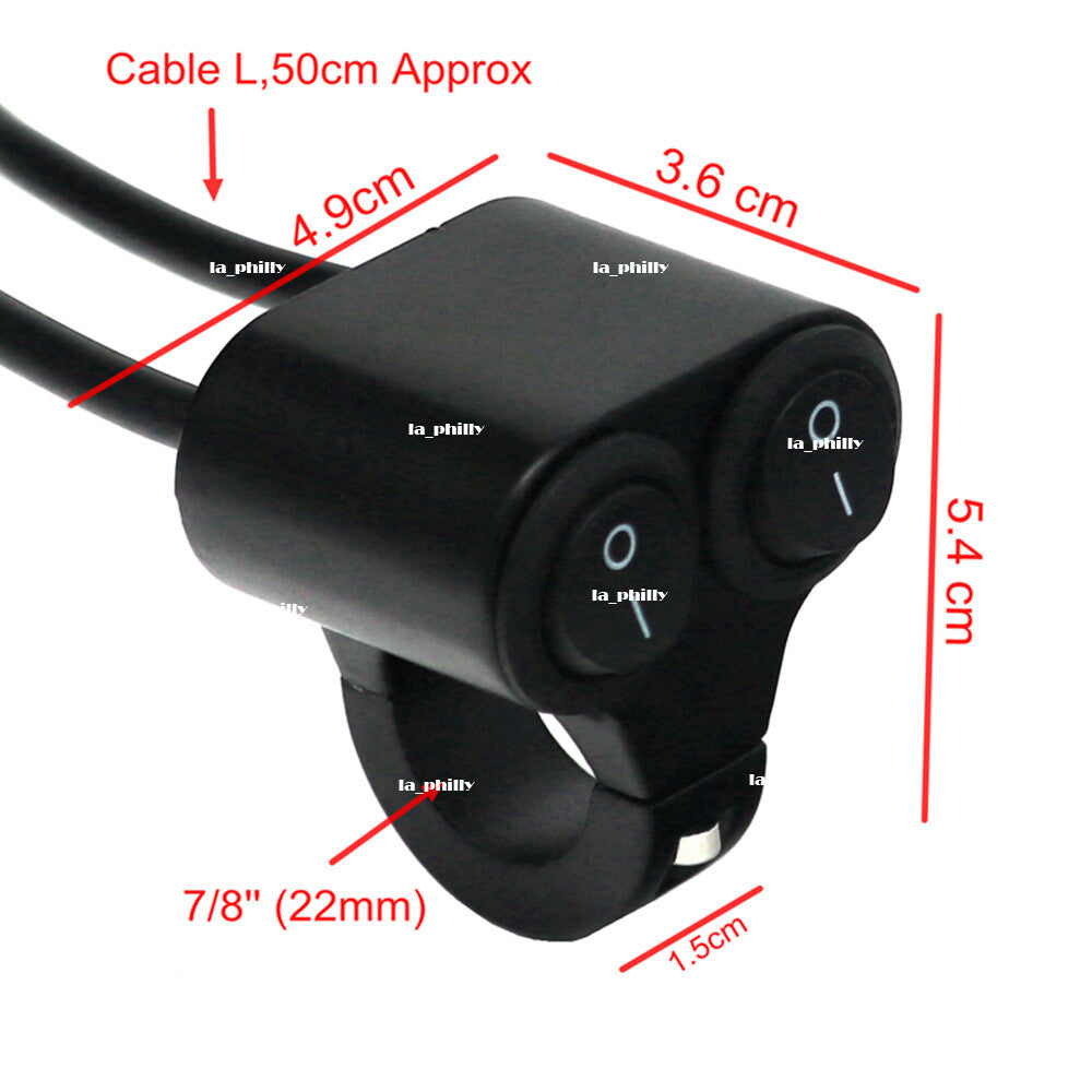 12V Motorcycle ATV Handlebar Dual On Off Switch 7/8Refit Headlight Button Q