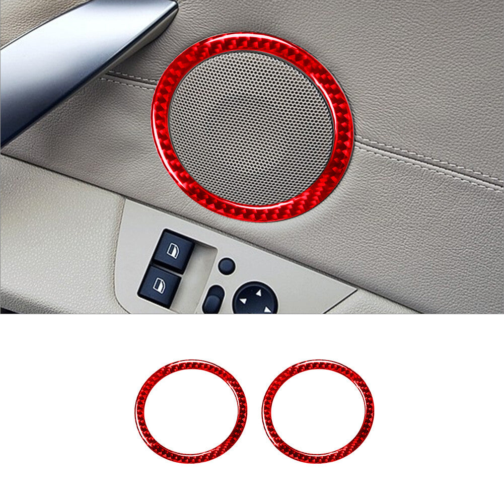 2Pcs Red Carbon Fiber Front Door Speaker Cover Trim for BMW Z4 E85 2003-2008