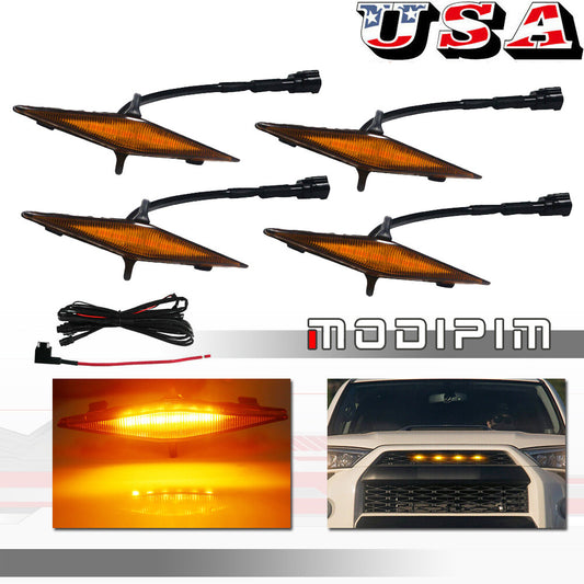 GTINTHEBOX 4-piece LED amber lights suitable for 4Runner TRD Pro grille from 2014 to 2021- v