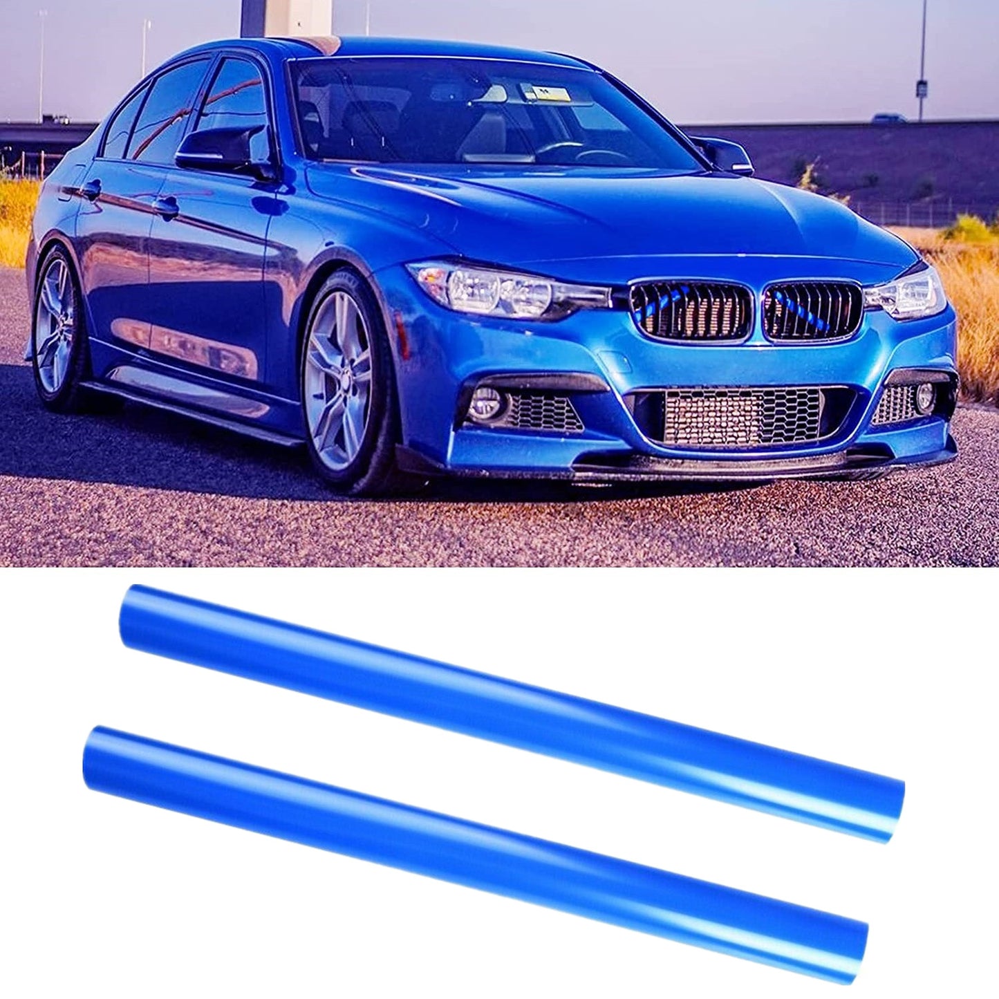 2-Piece Blue Car Front V-Shaped Grill Grill Trim Cover for 1 2 3 F30 G20- n