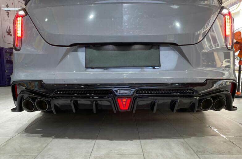 for Cadillac CT4 2020-2024 Rear Bumper Diffuser Lip Tail Pipes Spoiler MT Black
