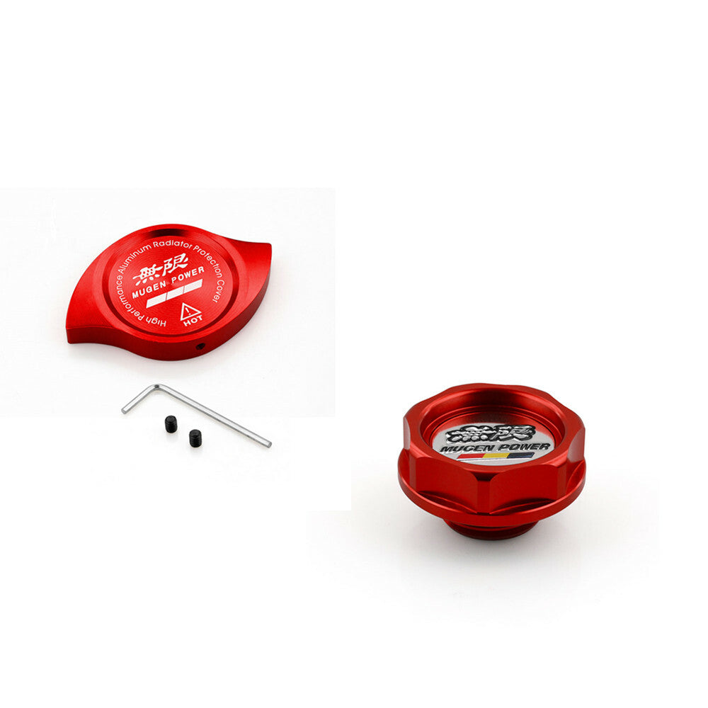 Red Power Oil Radiator Cap +Water Cap Cover Fuel Filler Tank Q