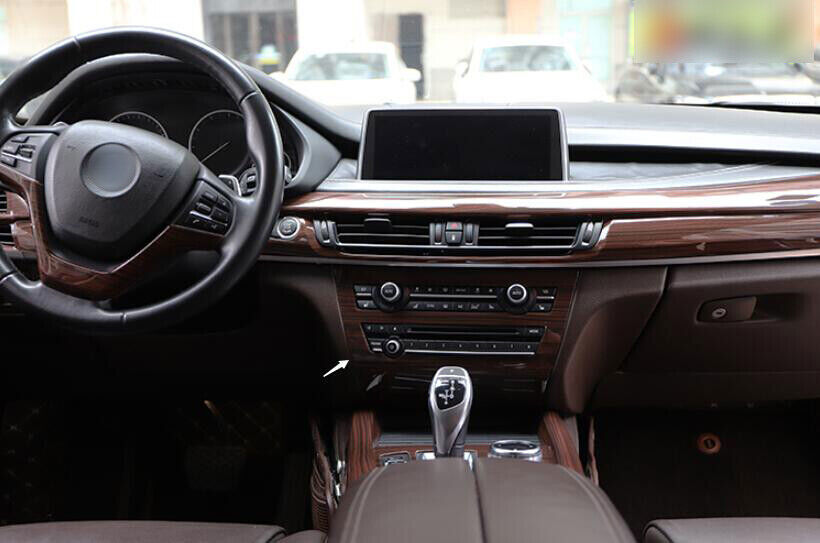 for BMW X5 F15 2014-2018 Red Wood Grain Console CD Button Control Frame Trim 1P