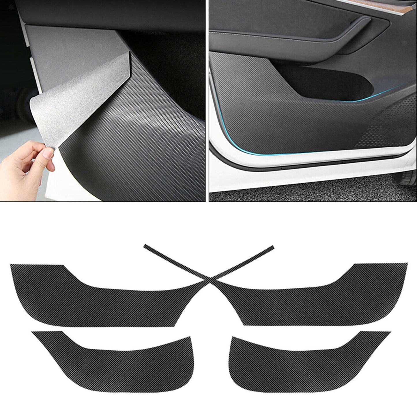 4-pack black door kick-resistant stickers, protective covers, and decorative films suitable for Model 3. n
