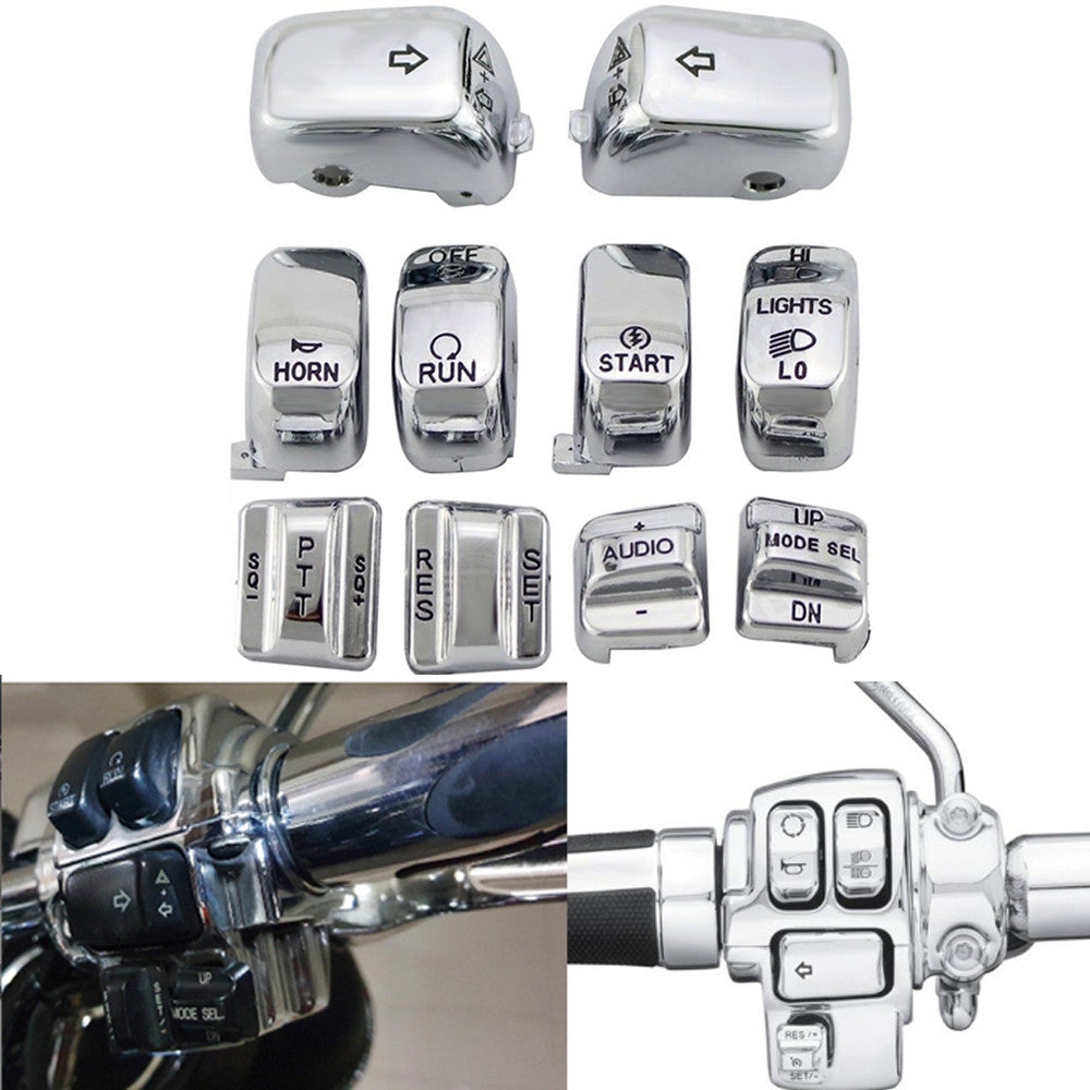 Handlebar switch housing cover and 10 button covers for Harley Touring 1996-2013- n