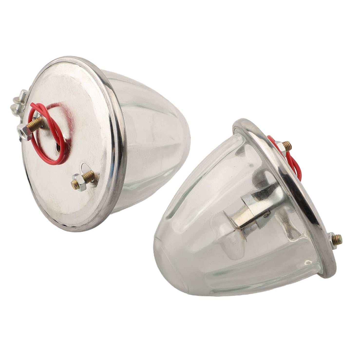 2x Amber Watermelon Light Glass Kit Clear Lens W/ 1156 LED Bulb Incandescent v