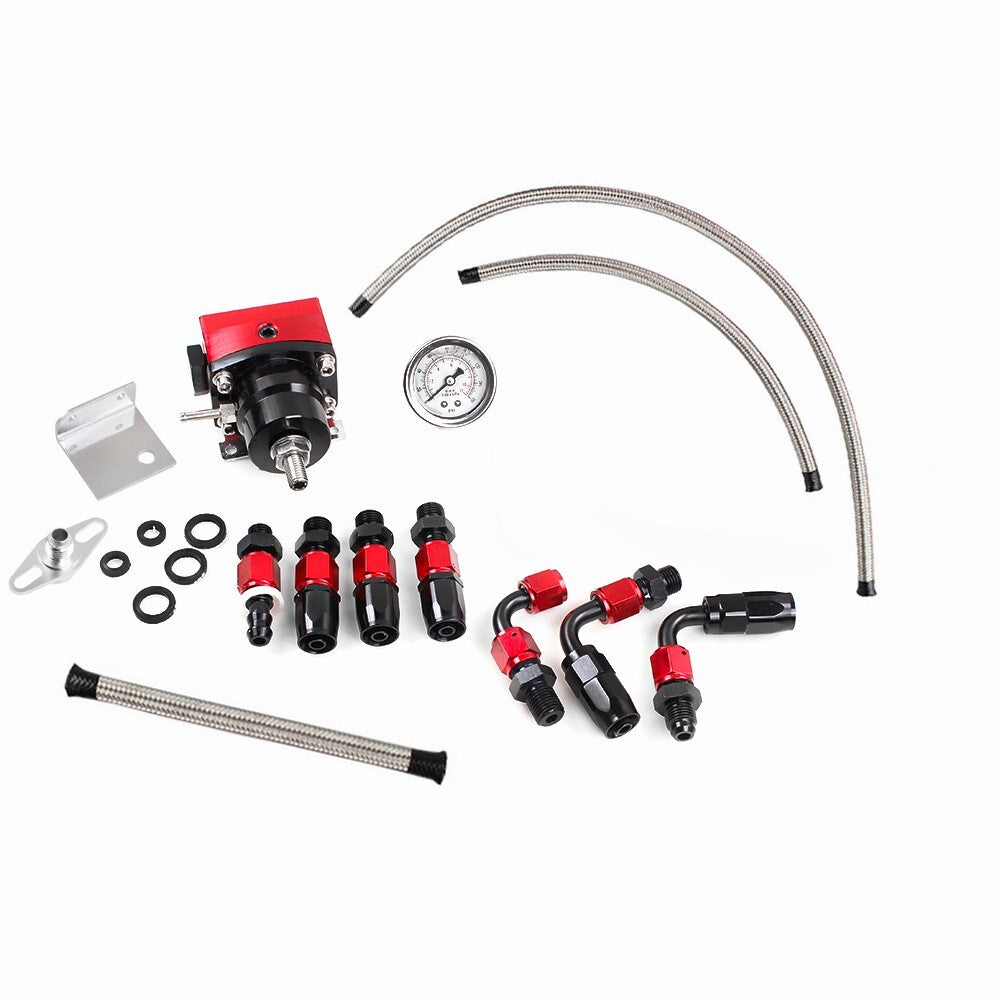 Racing Adjustable Fuel Pressure Regulator Kit Oil 0-100psi Gauge AN-6 Fitting Q