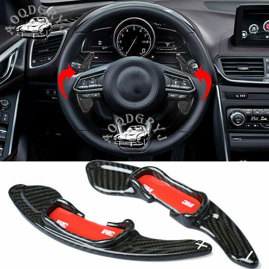 Carbon Fiber Steering Wheel Paddle Shifter Extension for Mazda 3 CX-4 CX-5 MX-5