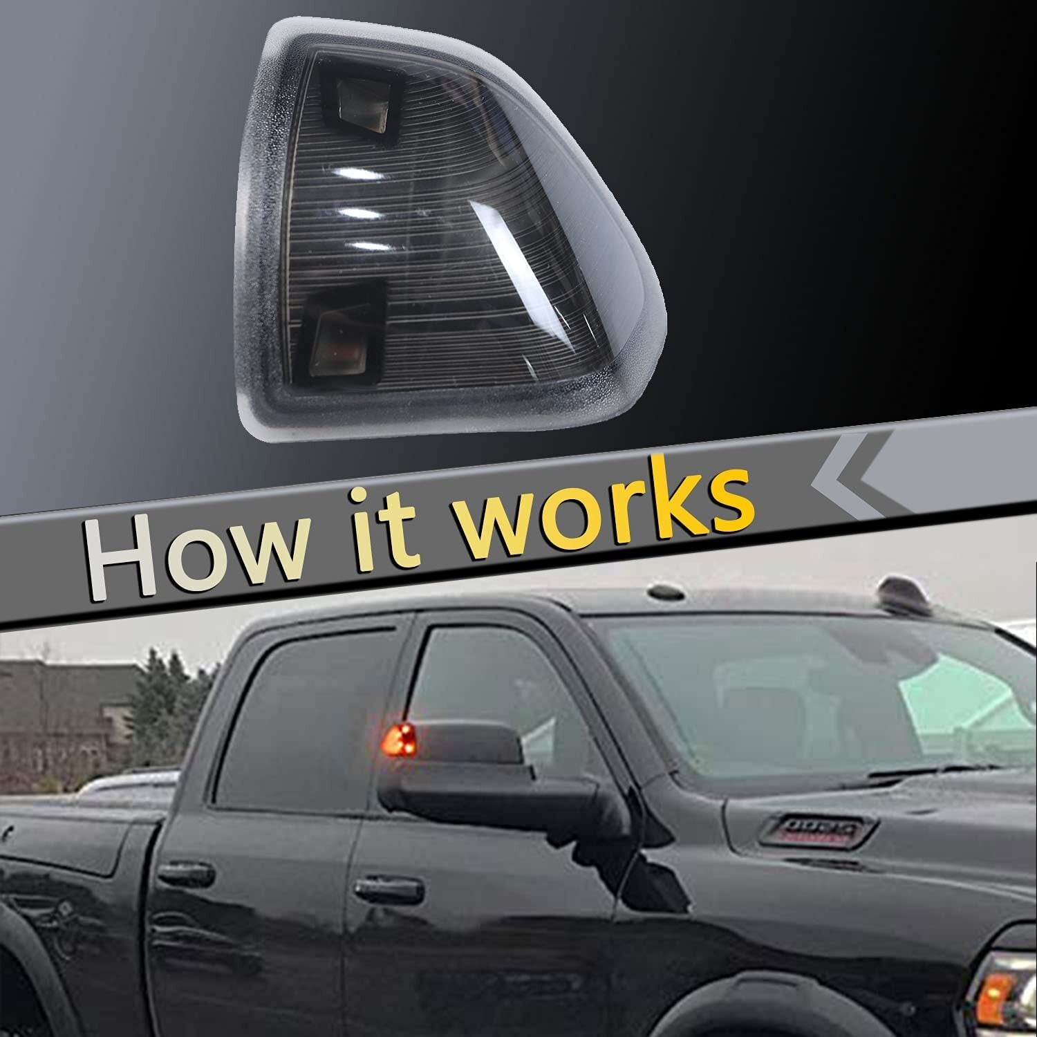 2-piece smoke lens amber LED side mirror turn signal light suitable for Ram 1500 2500 4500- n